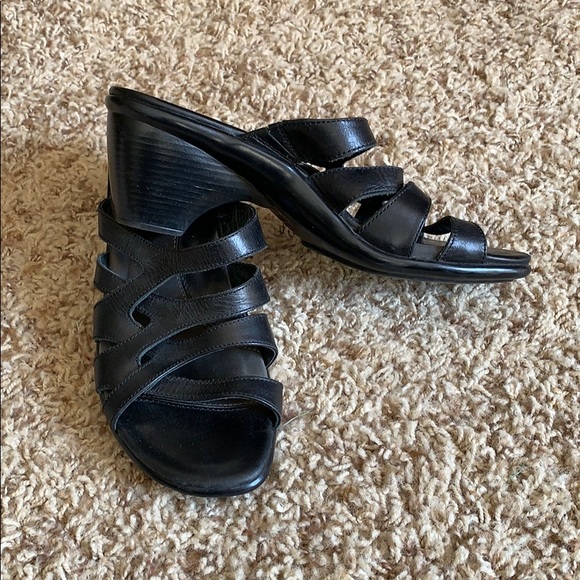 Dansko black leather heeled slides - Picture 3 of 7